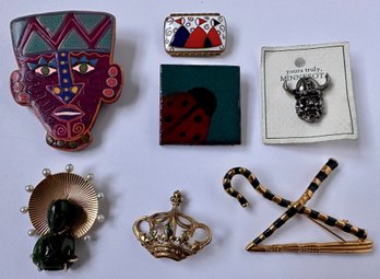 Selection Of 7 Vintage Pins, Crown Pin From Metropolitan Museum Of Art