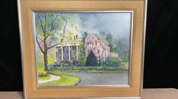 Original Watercolor Of Home With Weeping Cherry Tree By Margaret Ward