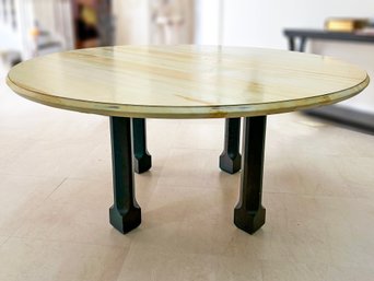 A Beautiful Round Dining Table In Faux Painted Finish With Chinoiserie Base