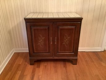 STENCILED SERVER WITH GLASS TOP