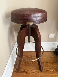 Stiles Brother Croc Embossed Leather Top Industrial Style Bar Stool