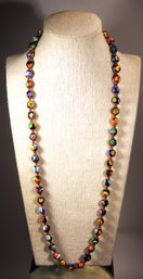 VERY FINE VENETIAN ART GLASS MILLEFIORE ART GLASS BEADED NECKLACE 26'