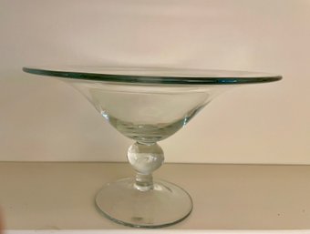 Krosno Glass Footed Wide Bowl, Made In Poland