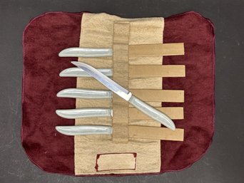 A Set Of Six Vintage Steak Knives With Pearly Handles By QuiKut