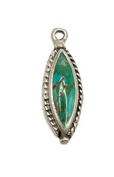 Vintage Sterling Silver Green Turquoise Color Pendant