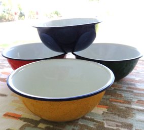 Set Of 4 Colorful Enamel Bowls
