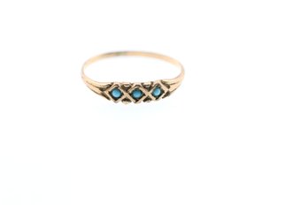 Vintage 10k Yellow Gold Turquoise Ring Size 7