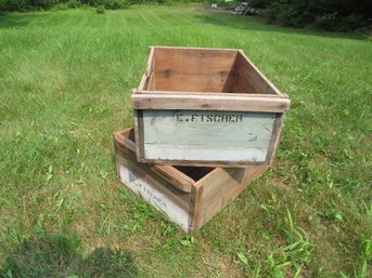 Antique Pair Of E. F. Fischer Wood Crates 4 Of 4