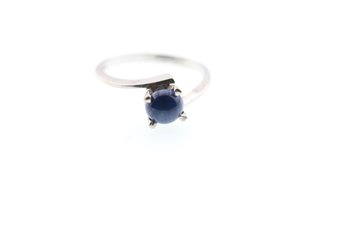 Vintage 14k White Gold Blue Star Sapphire Ring Size 5.5