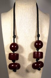 Lariat Necklace Large Cherry Amber Bakelite Beaded Necklace