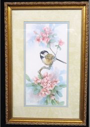 A Carolyn Shores Wright Signed & Numbered Print Of A Chickadee In Gilt Frame