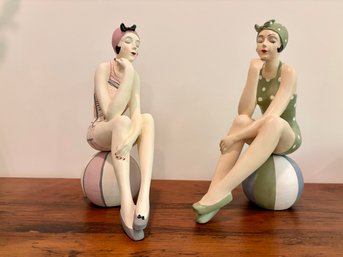 Pair Of Retro Bathing Beauty Statues