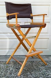 A Vintage High Director's Chair In Brown Leather
