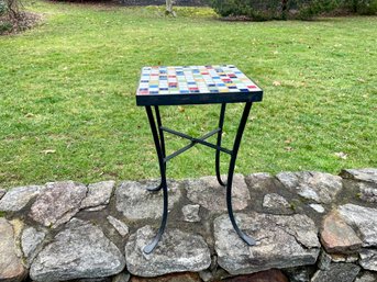 Mosaic Tile Top Square Metal Side Table