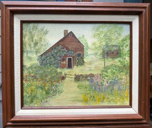 Vintage Oil On Canvas, Hannahs Garden By Barbara Carman