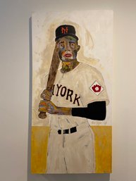 Unframed Oil On Canvas Of Willie Mays By Stephen (Busch) Panus