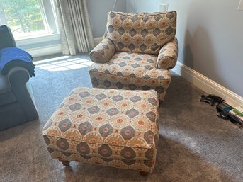 Patterned Upholstered Chair And Ottoman