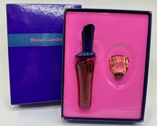 New In Box Rose Cardin Perfume Gift Set With Brooch By Pierre Cardin, Paris