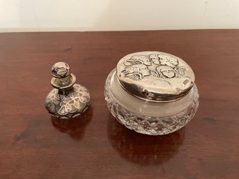 Jar And Bottle With Sterling Silver Trim