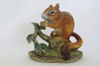 A Hand Painted Porcelain China Chipmunk With Acorns By Lefton Japan