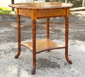 An Antique Carved Oak Bamboo Occasional Table