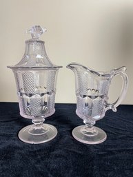 Pair Of EAPG Glass Cream And Sugar Servers