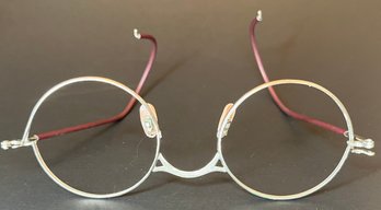 Vintage Welsh Mfg - Goggles - Round Eye Glasses - No Lens - Costume - Prop - Cosplay - Silver Tone