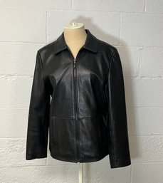 Vintage Women's Reed Sportswear Black Leather Jacket Coat - Small