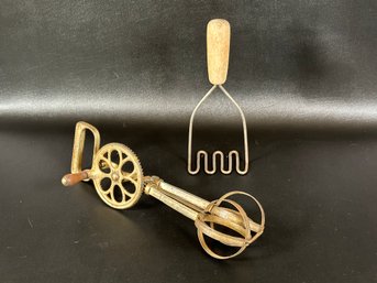 Vintage Kitchen Tools: Egg Beater & Masher