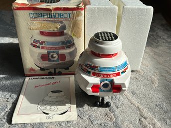 RARE Vintage Ca. 1980 AXLON COMPUROBOT- Programmable Bot With Box And Paperwork- Never Used