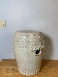 Apertured And Crazed Ceramic Garden Stool