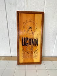 UConn Huskies Wooden Clock