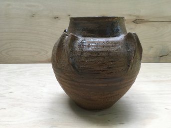 VINTAGE PUODIAI ARTISAN HAND-THROWN POT WITH MARK HANDMADE IN LITHUANIA