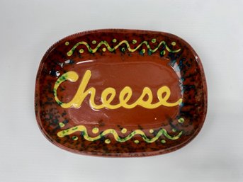 Jeff White Redware Cheese Dish, 1991, Signed