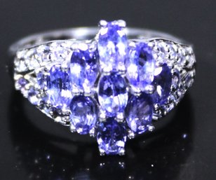 FINE STERLING SILVER TANZANITE LADIES RING SIZE 8