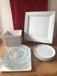 Plates, Bowls, Etc - Includes 7 Clear, Embossed Salad Plates - KTG Indonesia