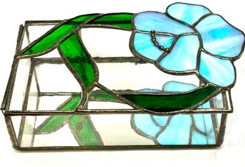 Vintage Stained Glass And Slag Glass Floral Trinket Box For Repair