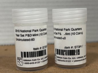 Littleton Coin Co Littleton, NH  Two Sets Of 10- Coins Uncirculated 2010 National Park Quarters Year Set LH/C2