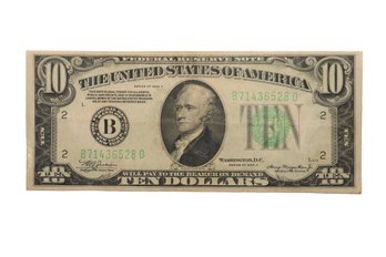 1934A $10 Bill With Green Seal