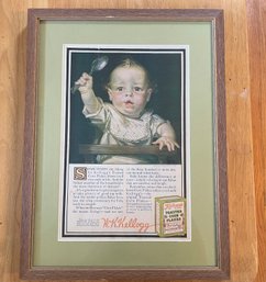 Custom Framed Antique Kelloggs Corn Flakes Print Advertisement (1915)