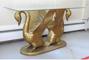 Golden Geese Coffee Or Console Table W/rectangular Glass Top