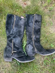 David Pliner Black Leather Calf High Boots