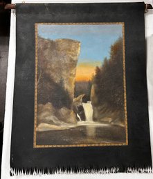 Hand Painted Art - Oil On Canvas Landscape Of A Breathtaking Waterfall       BW/CVB