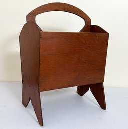 A Mid Century Mahogany Cut Out Magazine Rack - As Is