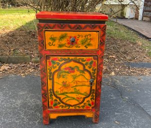 Asian Style Painted Decorated Side Cabinet