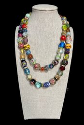 Long And Extravagant Beaded Necklace With Many Colors And Designs