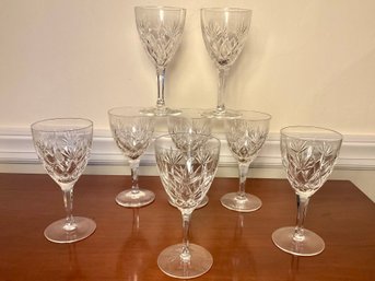 Set Of Eight Crystal Water Goblets, Chantilly Style