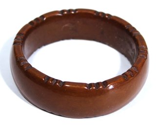 Vintage Brown Bakelite Plastic Wide Bangle Bracelet