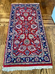 Wool Area Rug With Red And Blue Tones