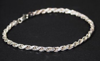 STERLING SILVER ITALIAN ROPE CHAIN BRACELET 8 1/2' LONG